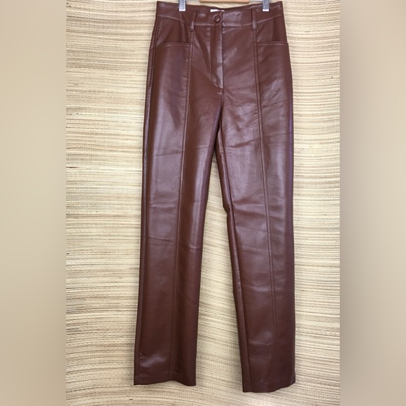 ARITZIA Wilfred Rebel High-waisted Vegan Leather pants Pants In Cognac Size 0 - Picture 7 of 14